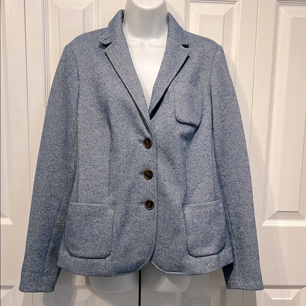 Talbots Heathered Blue Blazer with‎ Pockets Size 10